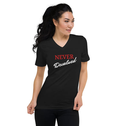 Never Devalued V-Neck T-Shirt - Unisex Cut